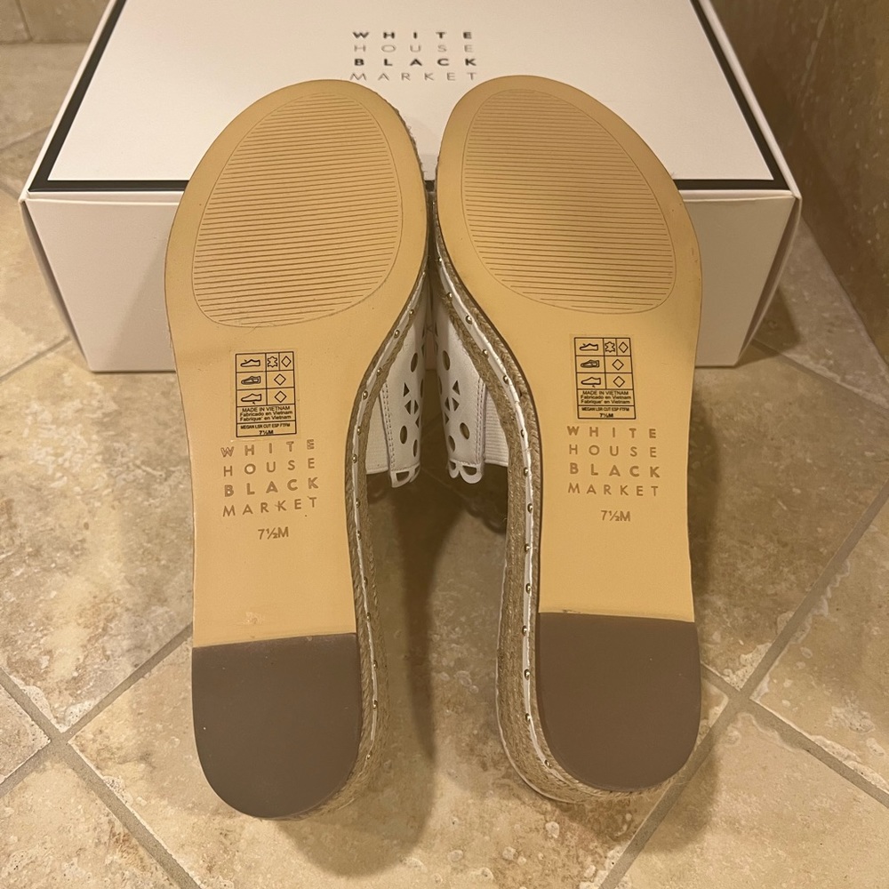 White House Black Market Laser-Cut Espadrille Wedge Slide Sandals - Picture 5 of 5